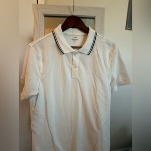 J. Crew Flex Pique White Polo with Da/ Black Trim. New with tags